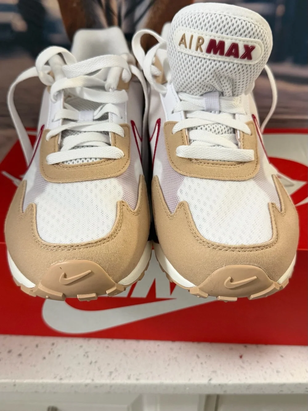 Nike Men’s Air Max in White, Beige, Burgundy